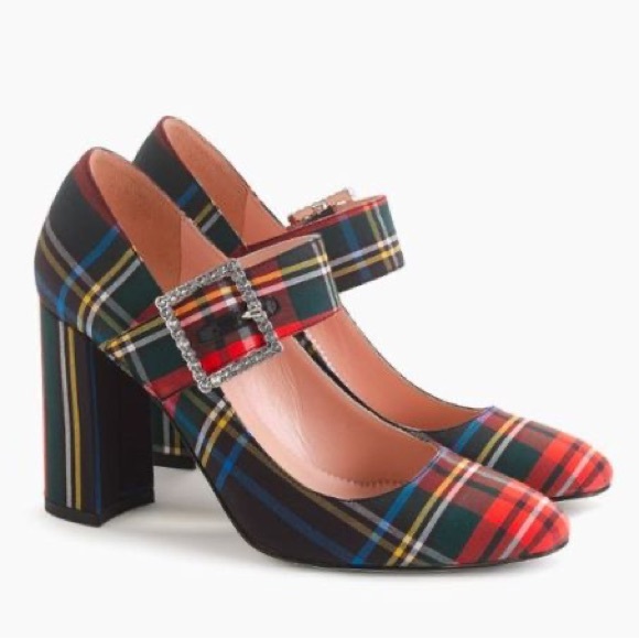JCrew Mary Jane Tartan Heels with Glitter Sole 5.5 - Picture 2 of 3